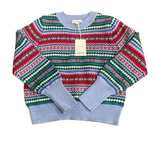 NWT: Free Assembly Women's Plus Fair Isle Pullover Sweater 100% Recycled Poly